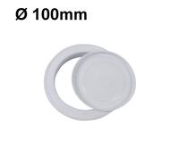 Rosone coprimuro in metallo colore bianco con tappo per tubi Ø 100mm