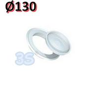 Rosone coprimuro in metallo colore bianco con tappo per tubi Ø 130mm