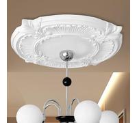 Rosone da soffitto bianco, Ø 30,48 cm, in poliuretano, elemento decorativo, stucco, decorazione da parete per soggiorno, lampada in polistirolo, rotondo, diametro interno: 8,71 cm, 1 paio di