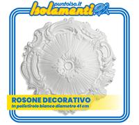 Rosone Decorativo Decosa in Polistirolo Bianco modello Eleonora diametro 41 cm