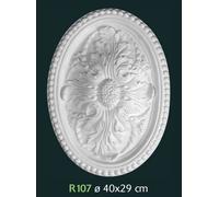 Rosone in gesso bianco per decorazione soffitto diametro 40x29cm - R107 - Rosoni
