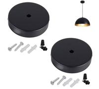 Rosone Lampadario Soffitto Nero, Rosone Soffitto Rosone Lampadario Soffitto Rosetta, Kit Rosone Tondo, Rosetta per Lampade Nero, Lampada Soffitto Baldacchino Baldacchino in Metallo, 2 Pezzi