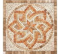 Rosone Rosoni Mosaico in marmo, per interno ed esterni, Positano noce, cm.66x66, Bianco,giallo,rosso
