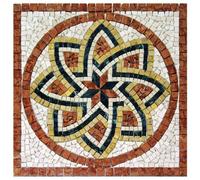 Rosoni rosone mosaico in marmo su rete per interni esterni 80x80 FLORIUM ROSSO