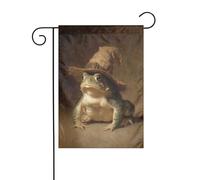 Rospo verde che indossa un cappello da strega bandiera da giardino di Halloween 30 x 45 cm verticale su entrambi i lati per fattoria vacanze decorazioni esterne bandiera cortile