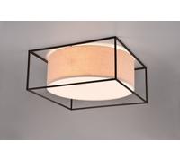 ROSS PLAFONIERA STRUTTURA METALLO NERO PARALUME TORTORA 50CM X 50CM 3 LUCI ATTACCO E27