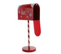 Rossa Cassetta Lettere Natalizia in Ferro per Giardino e Portico | Stile Classico Decorativo Fiocchi di Neve, Base Antiscivolo e Fori, per Periodo Festivo