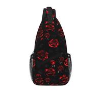 Rosse E Nere Rose Sling Petto Bag Per Gli Uomini E Le Donne Piccola Borsa A Tracolla Impermeabile Mini Crossbody Daypack Per Escursionismo