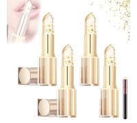 Rossetto che cambia colore oro 24 k con fiori, rossetto trasparente oro traslucido cambia i colori a lunga durata, idratazione profonda per le donne (4 pezzi)