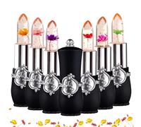 Rossetto con fiore in esso, rossetto per donne, rossetto, gelatina, rossetto, rossetto, rossetto per donne che cambiano colore, trucco cosmetico per donne (set nero, 6 in 1)