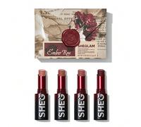 Rossetto Opaco A Lunga Tenuta Dynamatte Boom (Set Ember Rose) 4 Pezzi/Set Regalo Di San Valentino Set Di Rossetti Rosa E Rossi Nude Collezione Di Trucco Per Labbra Cremose E Opache Leggere Non Trasfer