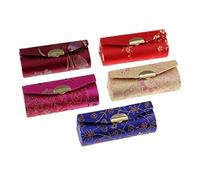 Rossetto portatile Case Organizzatore di balsamo per labbra floreale cinese con specchio per trucco 5pcs Box