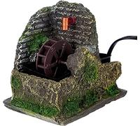 Rossi Rosa Mulino con Pompa a Riciclo d’Acqua 13x10x12 cm - Scena con Acqua in Movimento - Realizzato in Legno, Sughero e Muschio - Artigianato Italiano - Made in Italy