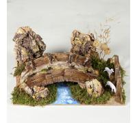 Rossi Rosa - Ponte sul Fiume con Pecora, in Resina, Dimensioni 20 x 14 x 12 cm, Multicolore, Taglia Unica