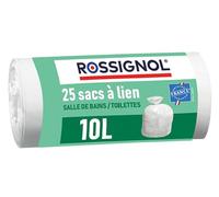 ROSSIGNOL BAGY Sacchi Spazzatura, 85% polietilene di Cui 50% Minimo di materie vegetali rinnovabili / 15% additivo e Miscelatore, Bianco, Unica