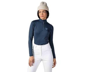 Rossignol Classique - Maglia Intima da Donna, a Maniche Lunghe, con Mezza Zip, Asciugatura Rapida, Traspirante, Elasticizzata, Calda, Blu Navy Scuro,