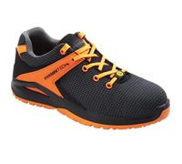 Rossini Tech - Scarpe Antinfortunistiche da Lavoro Saslong Orange Unisex Uomo Donna, Tessuto R-Tech, Sistema R-Fresh, Puntale in Fibra di Vetro, Colore Nero Arancio Fluo (43)