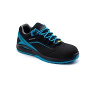 Rossini Tech - Scarpe Antinfortunistiche da Lavoro Streif Low Unisex Uomo Donna, Pelle + Membrana Waterproof, Sistema R-Fresh, Soletta Anatomica, Colore Nero Azzurro (44)