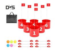 (rosso, 6 pezzi) Set da gioco da golf portatile per il divertimento in giardino, adatto a tutte le etÃ ,