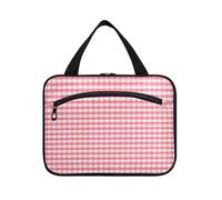 Rosso a scacchi modello appeso viaggio trucco Bag con gancio, progettista compatti compongono borse per gli uomini bolsas di viaggio para maquillaje de Mujer, Motivo a scacchi rossi, M, casual