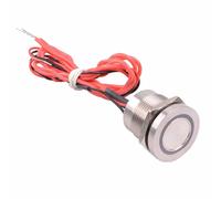 Rosso Anello LED Acceso-Spento 19mm Metallo a Scatto Piezo Interruttore Spst