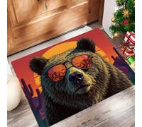 Rosso-Arancio Zerbino Interno, Orso Deserto Antiscivolo Lavabile In Lavatrice Resistente Allo Sporco Per Ingresso Interno Porta D'Ingresso Principale, Porta Sul Retro, 45 x 75 cm