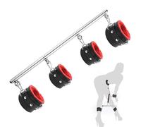 ROSSO - Barra per stretching yoga con manicotti per mani e piedi in acciaio inossidabile con una sola parola, dispositivo di assistenza per tubi magici per yoga di coppia