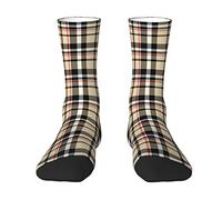 Rosso Beige Nero Quadrati bianchi Motivo scozzese scozzese Calzini da uomo e da donna, scozzesi novità Moda Casual Calzino tubolare Calzini sportivi sportivi