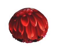Rosso bel fiore stampato cuffia da doccia per le donne doppio strato impermeabile bagno capelli cappello riutilizzabile tappi da bagno elastico protezione dei capelli signore spa salone bagno doccia