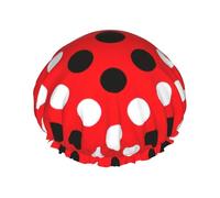 Rosso bianco a pois Stampa Cuffia da doccia Cuffia da bagno Elastica Riutilizzabile Doccia Capelli Cap Doppio Strato