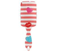 Rosso Bianco A Righe Cuore Labbro Estate carino spazzola per capelli colpo Progettato massaggio del cuoio capelluto per la crescita dei capelli con manico ergonomico cepillo anti crespo para cabello