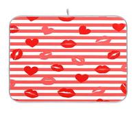 Rosso Bianco A Righe Cuore Labbro Love asciugatura piatto mat accessori da cucina per piano di lavoro scolapiatti pad assorbente cucina tappetino asciugatura piatti xl 18 x 24