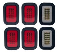 Rosso/Bianco/ Ambra 5x3 7.6x12.7cm Rettangolare 42 LED Rimorchio Coda Luce Kit