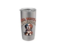 Rosso, Bianco & Bernedoodle Cane Elezione politica Patriottica Bicchiere termico in acciaio inox doppia parete