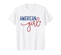 Rosso Bianco Blu American Girl Tee Carino Patriottico 4 luglio Maglietta