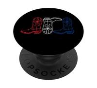 Rosso Bianco Blu Cowgirl Stivali 4 luglio Western Retro Boots PopSockets PopGrip Adesivo