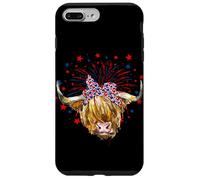 Rosso Bianco Blu Highland Cow Patriot Bandana USA 4 luglio Custodia per iPhone 7 Plus/8 Plus