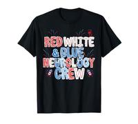 Rosso Bianco Blu Neurologia Crew Infermiera 4 luglio Neuro Squad Maglietta