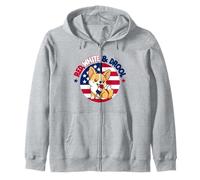Rosso, Bianco & Drool Carino Corgi USA Divertente 4 luglio America Felpa con Cappuccio