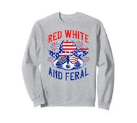 Rosso Bianco e Feral Racoon Faccia In Cappello In USA Bandiera Colori Felpa