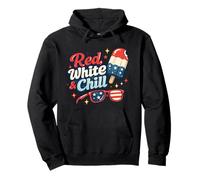 Rosso Bianco e Freddo Retro Patriottico 4 luglio Grafica Felpa con Cappuccio
