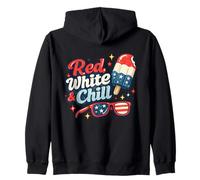 Rosso Bianco e Freddo Retro Patriottico 4 luglio Grafica Felpa con Cappuccio