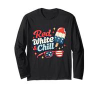 Rosso Bianco e Freddo Retro Patriottico 4 luglio Grafica Maglia a Manica