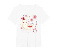 Rosso, bianco e prima di andare a letto dopo i fuochi Maglietta, Donna plus-size, Bianco, 6X