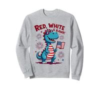 Rosso Bianco e Rawr Simpatico Dinosauro T Rex 4 luglio per bambini Felpa
