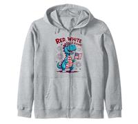 Rosso Bianco e Rawr Simpatico Dinosauro T Rex 4 luglio per bambini Felpa con Cappuccio