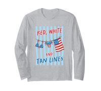 Rosso Bianco e Tan Lines 4 luglio Beach Summer Art Maglia a Manica