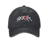 Rosso Bianco Skrilles Logo Lettere Unisex Retro Denim Lavato Berretti da Baseball per Le Donne Cowboy attività Cappelli Rock Womens Trucker cap Cotone, per Tutte Le Stagioni