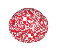 rosso bianco stampato cuffia da doccia per le donne doppio strato impermeabile bagno capelli cappello riutilizzabile tappi da bagno elastico protezione dei capelli signore spa salone bagno doccia