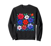 Rosso Blu Bianco Cosmo Motivo Floreale Forme Mania Felpa